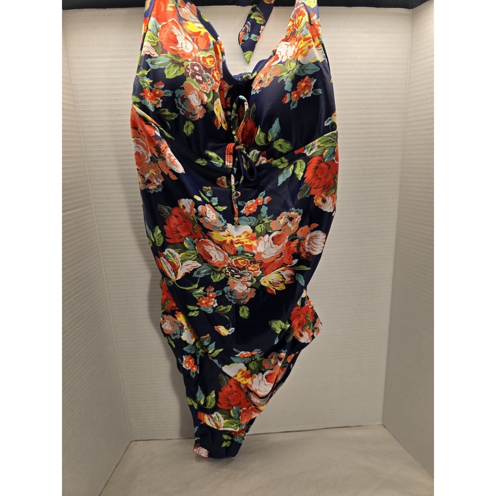 East Elegant Maternity Swimwear One Piece Halter Swimsuit Floral Size Medium